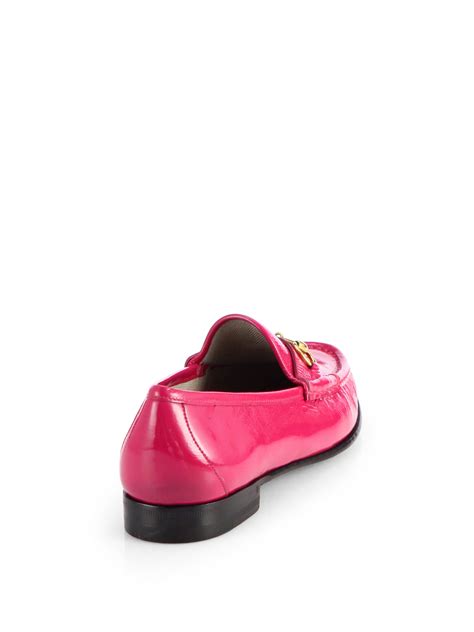 gucci pink patent loafers